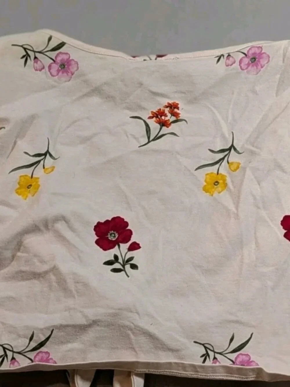 Forever 21 Women's Clothing Bundle Size Large Ribbed Floral Tie Front Top